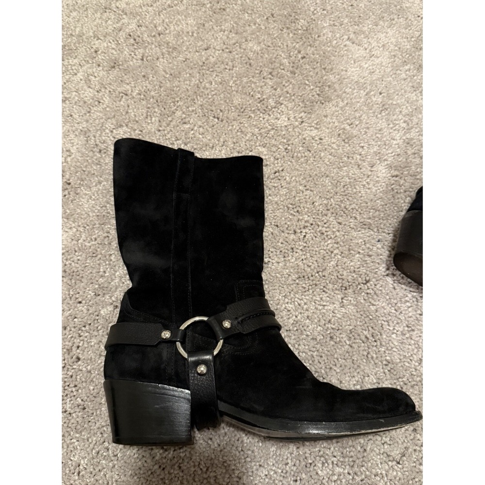 Barbara Bui Biker Moto Suede Ankle Boots Size 8 EU38 Pull On Straps And‎ Ring - Picture 5 of 11